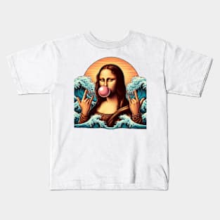 Mona Lisa Water Wave Retro Kids T-Shirt